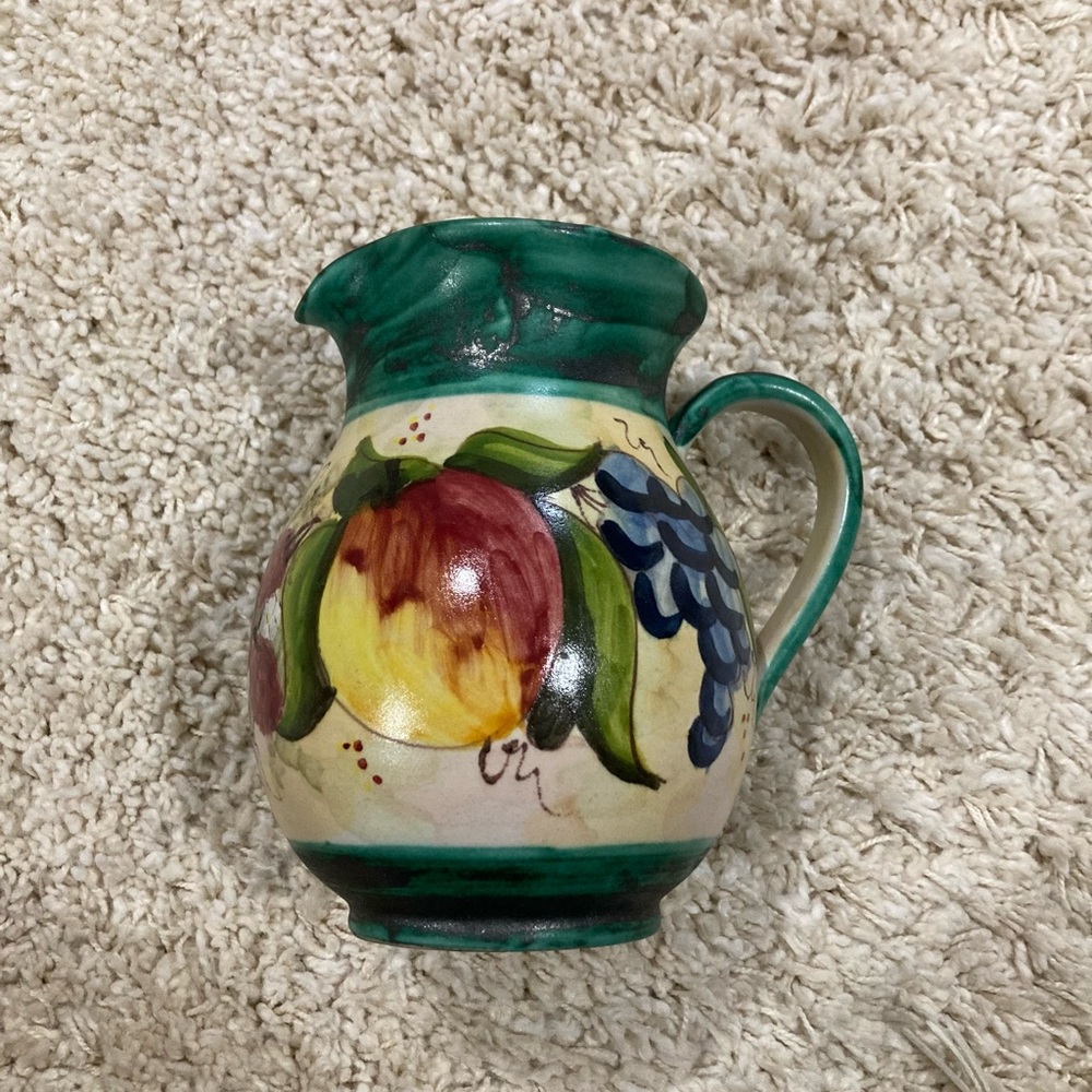 Hand-Painted Ceramic Pitcher with Fruit Design